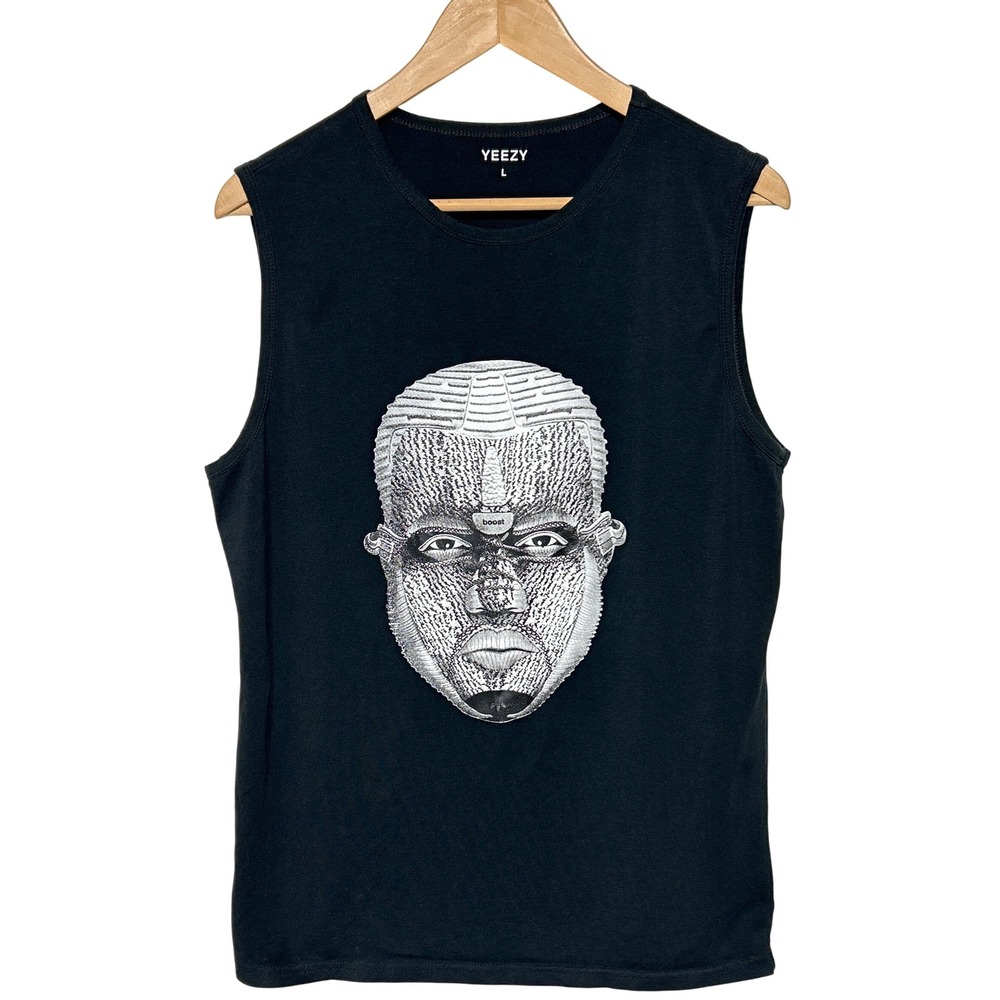 Yeezy Muscle T-Shirt Black Kanye Shoe Face Print Men's Size‎ Large